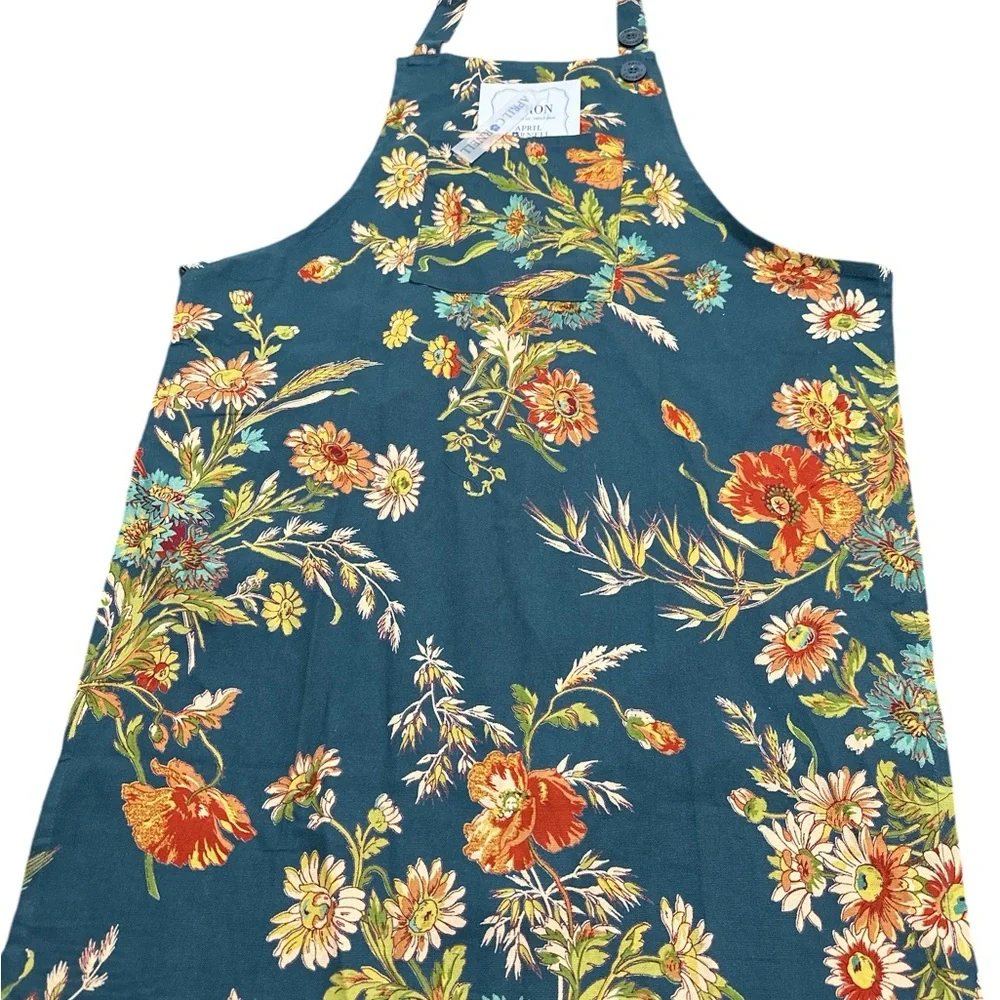 NEW April Cornell TEAL FLORAL Chef’s Apron